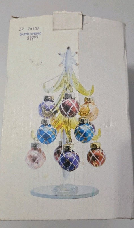 LS Arts Green Crystal 6" Christmas Tree w/ 12 Different Removable Ornaments 