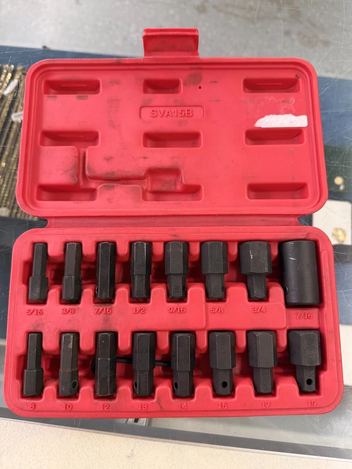 Mac Tools SVA15B 15-Pc 1/2" Drive SAE and Metric Impact Hex Insert Driver Set - Image 2 of 4