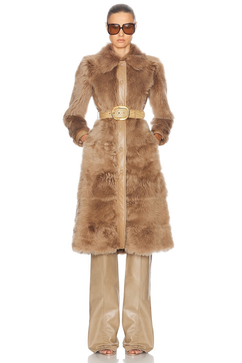 38IT- Tom Ford Brown Belted shearling and leather coat - BNWT / 10K image 6