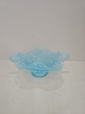 Fenton Vintage Blue Opalescent Hobnail Trinket Bon Bon Dish 2.25"H