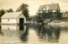 1917 Main Lodge & Boat Dock Lakota Resort WI Wisconsin RPPC Photo Postcard COPY
