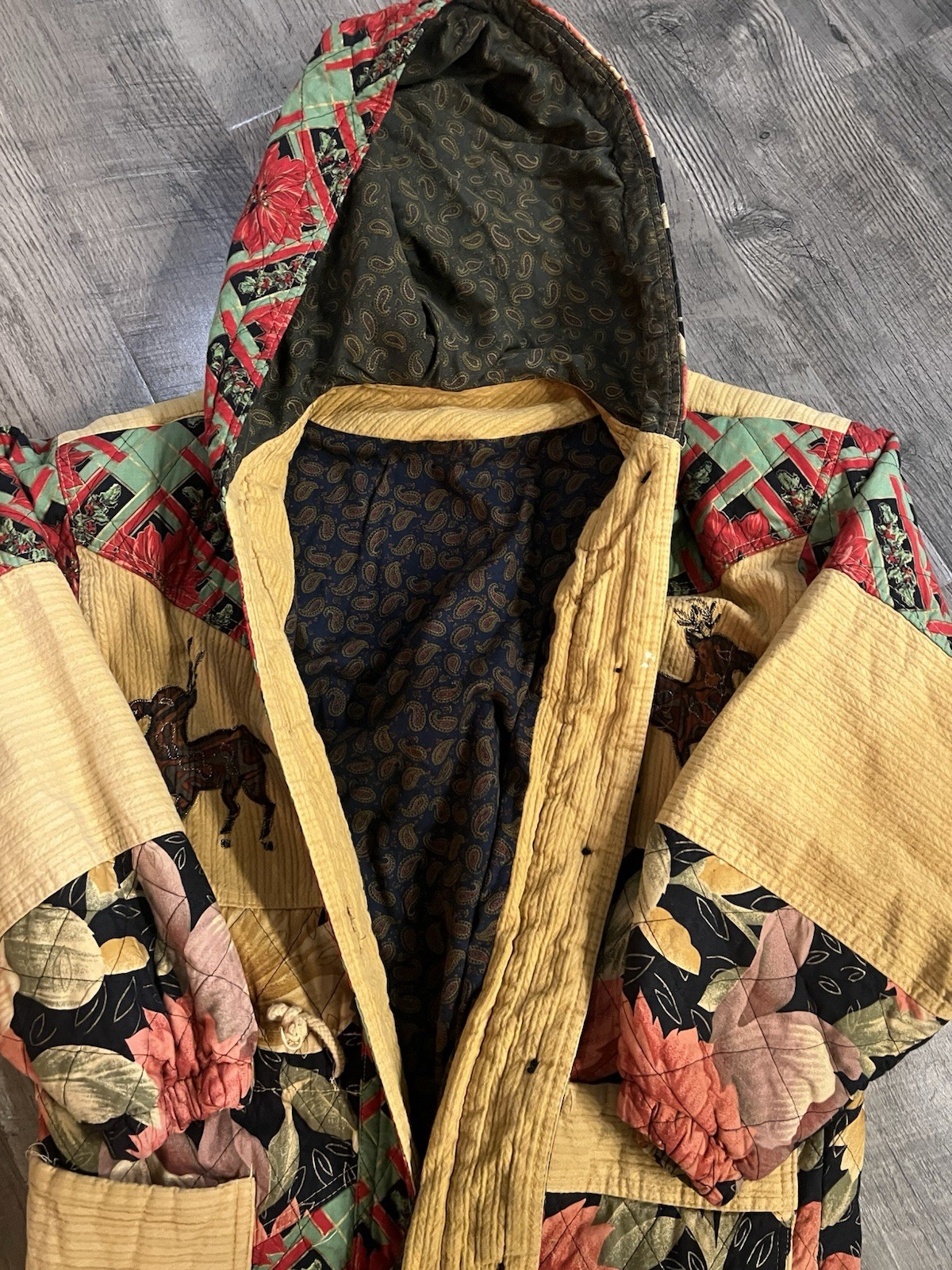 Vintage Handmade quilted Patch Work Jacket Made I… - image 6