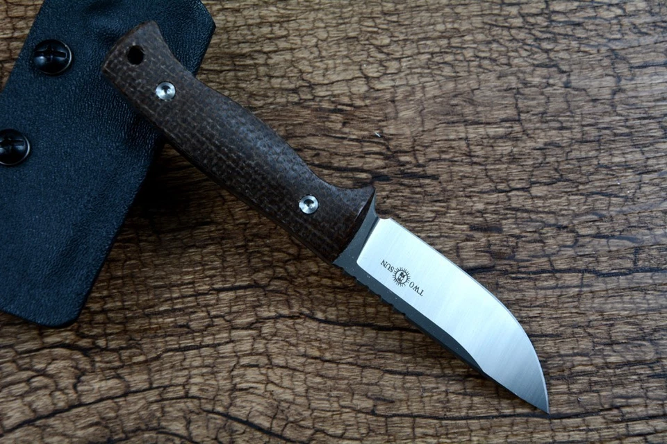 Cuchillo fijo exterior TWOSUN M390 hoja funda Kydex TS247 mango Micarta Foto 3 de 4