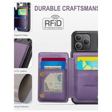 Purple RFID Wallet Phone Case with Card Slots