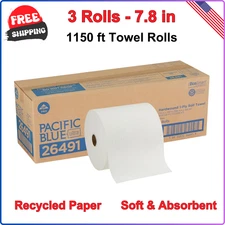 Hardwound Roll Towels 8 x 1150 ft White 3 Rolls/Carton, Recycled Paper Towel