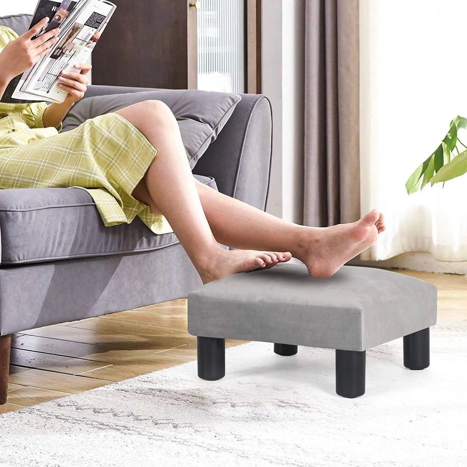 Upholstered 15'' Ottoman Foot Rest with Sturdy Plastic Legs - Easy Assembly - Image 4 of 4
