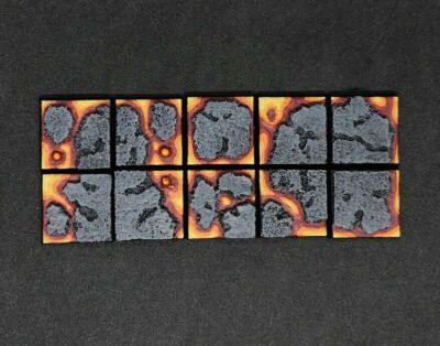 25mm Square Resin Basen Lava x10 für Warhammer Fantasy KoW (unbemalt)