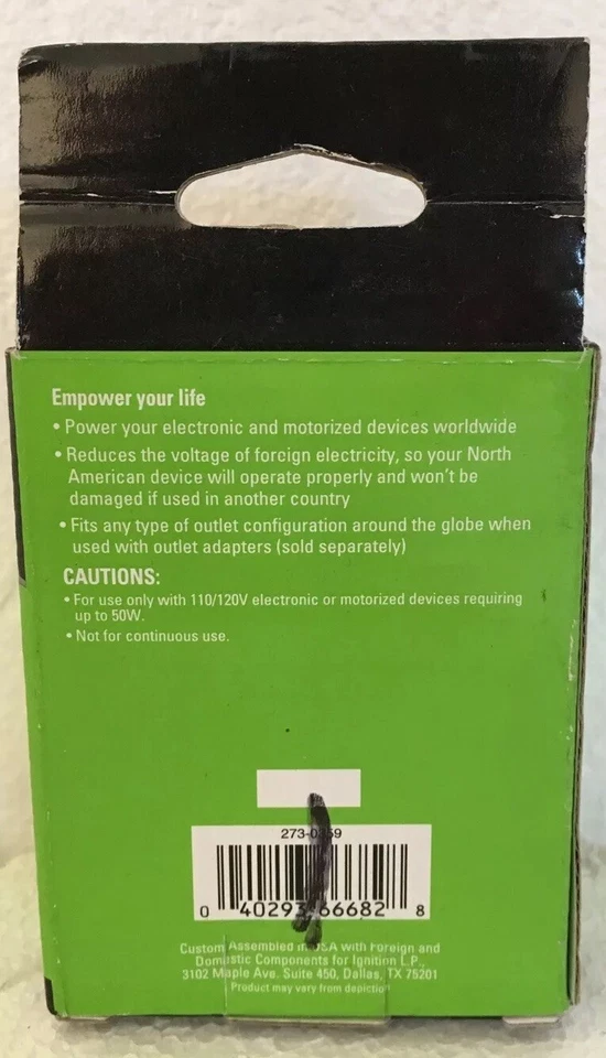 Enercell 50 Watt Foreign Travel Voltage Outlet Converter 273-359  - Image 3 of 4