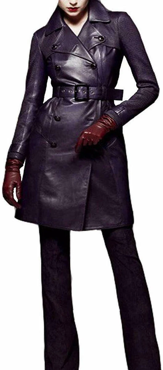 Purple leather trench best sale coat