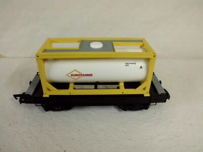 Containertragwagen schwarz mit 20ft Tankcontainer Spur 1/G von Dickie - New Ray