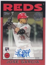 2021 Topps Update 1986 Topps Auto Red Jose Garcia RC - Reds 18/25