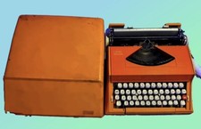 VINTAGE SEARS CHEVRON PORTABLE TYPEWRITER ORANGE LITTON 1970 ERA HARD CASE MOD thumbnail