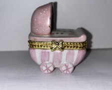 Pink BABY BUGGY CARRIAGE TRINKET BOX
