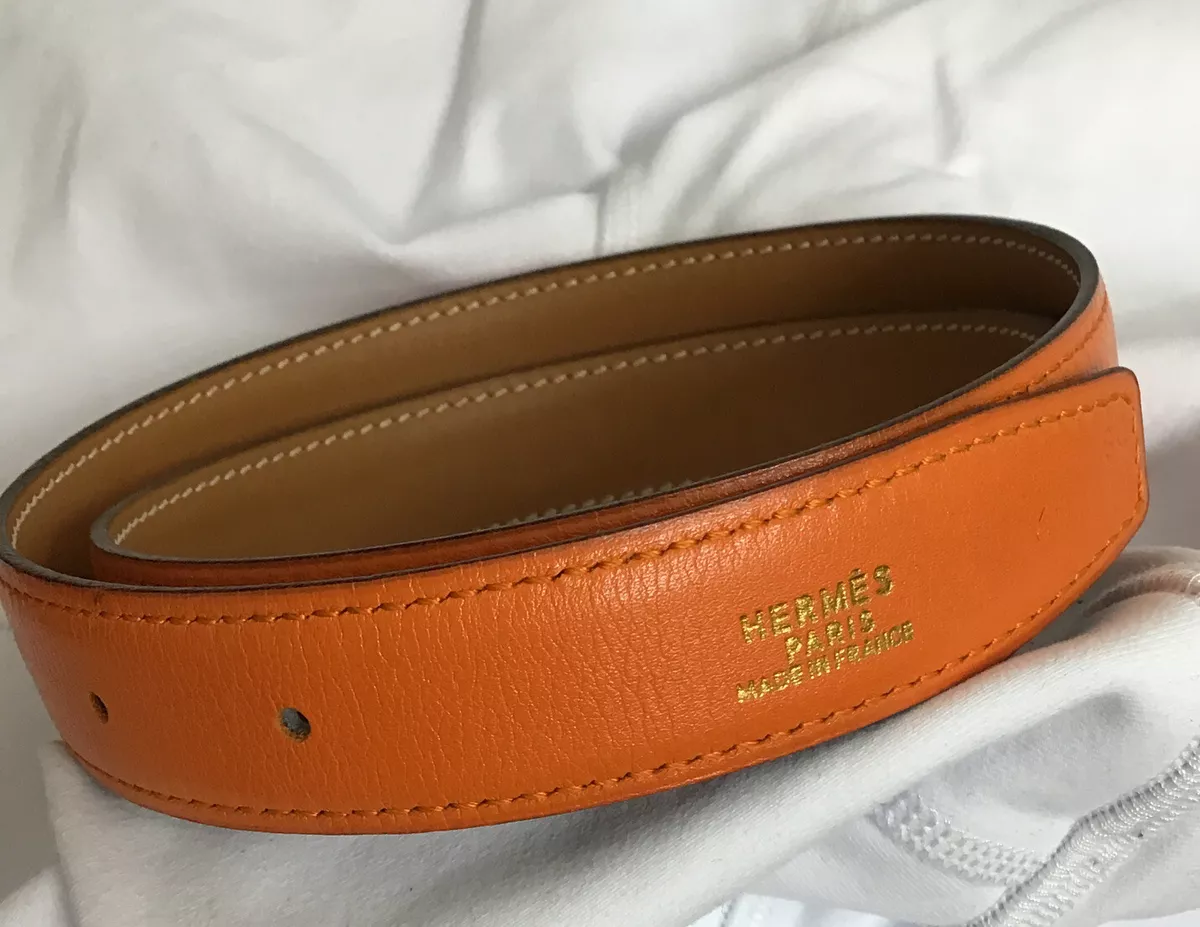 Hermes Belt Strap Orange Leather Smooth New No Tags Size 65/8C/B