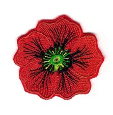 Parche Amapola Roja - Insignia Emblema - Memorial Rememorial Día del Veterano - Gancho y Lazo