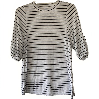 Time And Tru Maternity S (4-5) Short Sleeve Black And White Pullover Top