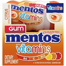 Mentos VITAMIN Citrus Gum Sugar Free Chewing Gum, 45Count (Pack Of 6)