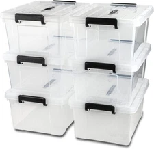 6 Pack 48 Qt Clear Plastic Storage Containers Latch Box Bins with Lids Organizer