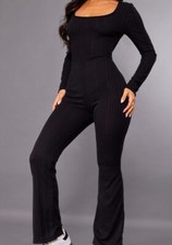 Pretty Little Thing Petite Black Brush Ribbed Jumpsuit In Black