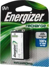 Energizer. Size 9V, NiMH, Standard Battery 9 Volts, Miniature Snap Terminal