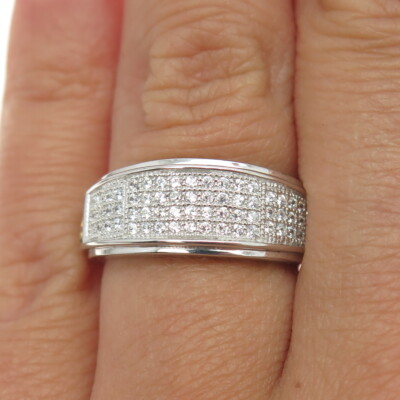 925 Sterling Silber Ring 2-farbig Pave C Z Größe 6