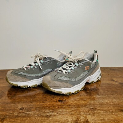Skechers D’Lites Grey Mint 149060 Lace Up Sneakers Shoes Women’s