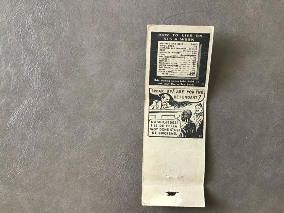 VINTAGE MATCHBOOK COVER WHITE SWAN TAVERN UNIONTOWN PA J NELSON MOORHOUSE MGR eBay