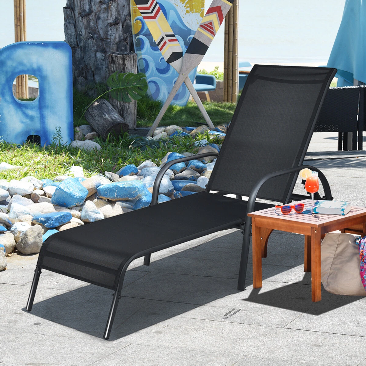 Giantex patio folding sling chairs sale furniture camping deck garden pool beach