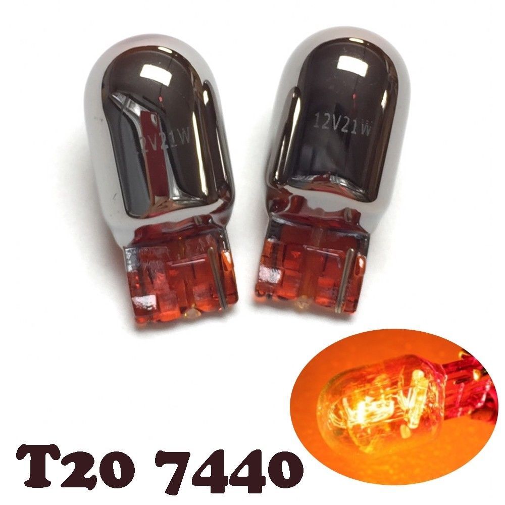 Pack of 2 Platinum (chrome) sidelight bulbs - Xenon White - 7440 - W21W - T20 (single filament) for headlights/lights