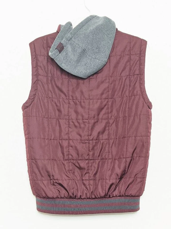 Chaleco acolchado universitario Pacific Trail Boys gris granate bolsillos con capucha cremallera completa talla S Foto 2 de 4