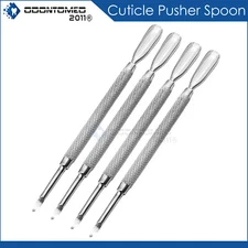 4 Pc Stainless Steel Nail Art Manicure Cuticle Spoon Pusher Remover Tool Set New