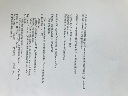 Partitur/Score Joseph Martin Kraus DER TOD JESU - RARITÄT (BU127) - Picture 6 of 23