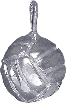 Sterling Silver Volleyball Ball Charm Pendant Necklace with Diamond Cut Finish