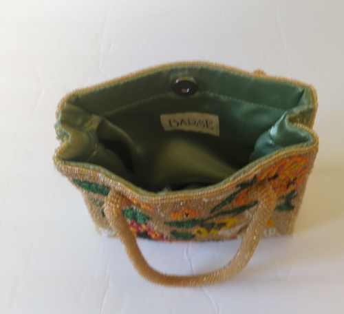 Vintage Barse Beaded Multi Color w/ Flowers & Leaves Evening Handbag 7.5" Tall - Picture 3 of 11