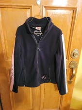 Harley Davidson Ladies Black & Pink Zip Front Fleece Jacket Size Large