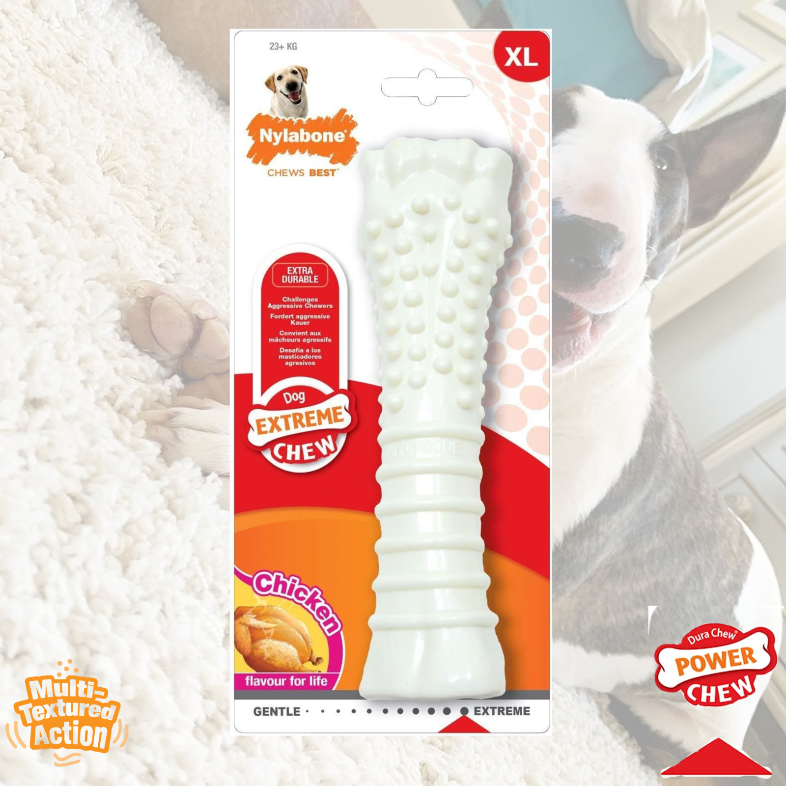 CHICKEN NYLABONE NYLER BONE SOUPER / SUPER SIZE TOUGH  DOG TOY STRONG CHEWER