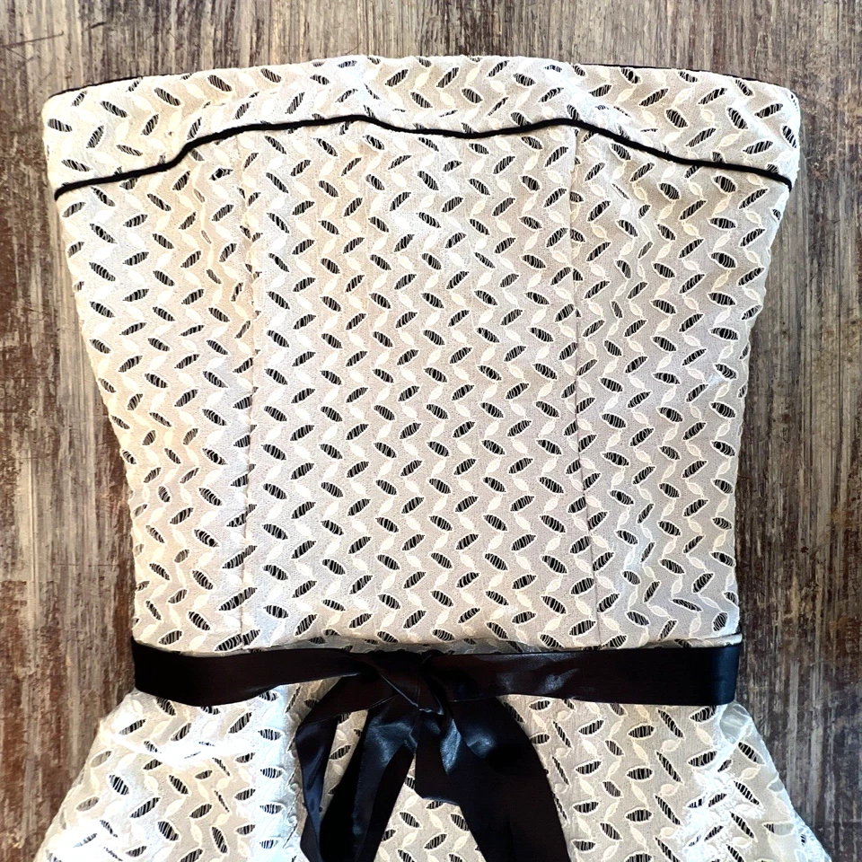 VESTIDO SIN TIRANTES AÑOS 90 Y2K MARFIL NEGRO OJALES BODA HADA PIXIE CAPRICHO 7 Foto 3 de 4