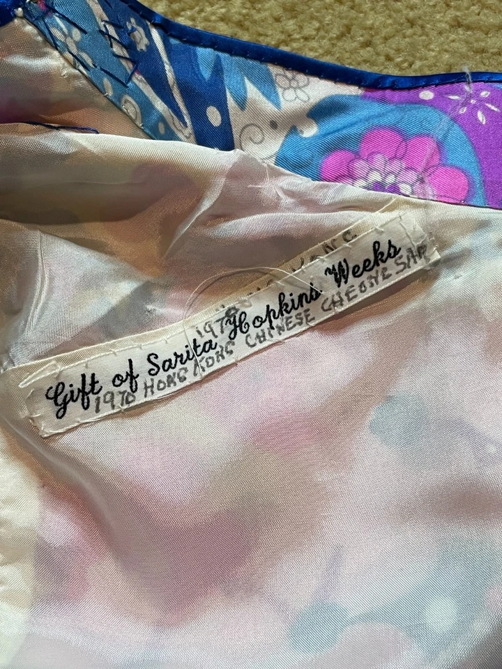 Vintage 60s HONG KONG Qipao Cheongsam Sarita Hopkins Weeks Formal Floral Dress S - Image 3 of 4