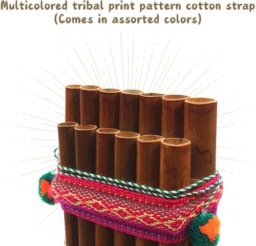 Large Handcrafted Bamboo Pan Flute with Cotton Strap - Unique Gift for Musicians - Picture 6 of 8