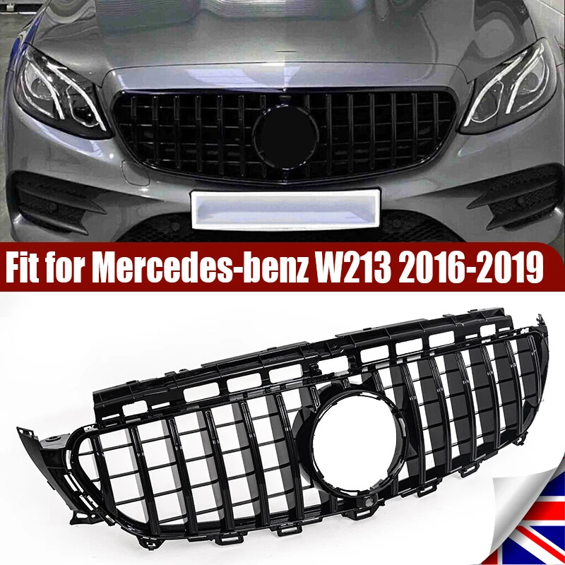 FOR MERCEDES E CLASS W213 C238 2016-2019 GT STYLE FRONT GRILLE GRILL GLOSS BLACK - Image 4 of 4