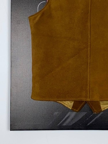 ๐จ Schott Perfecto Vintage Brown Leather Button Jacket Western Vest Sz S - Picture 10 of 11