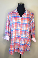 Chaps Women’s XL Button Down Dress Shirt Top No Iron Paisley Blouse 3/4 Sleeve