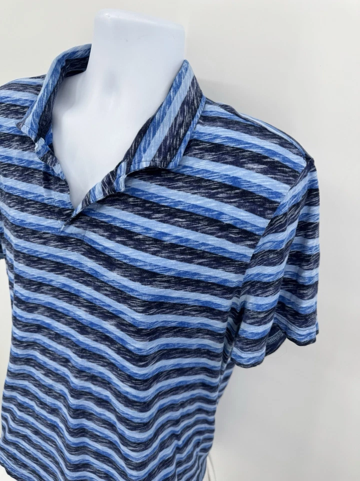 Michael Bastian Men's XL Polo Shirt Blue Striped 100% Cotton Designer - Image 4 of 4