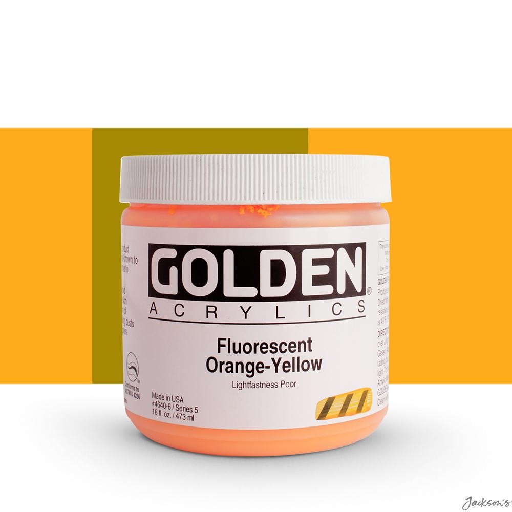 Golden Heavy Body Acrylic Paint 473ml Fluorescent Orange Yellow For Artists