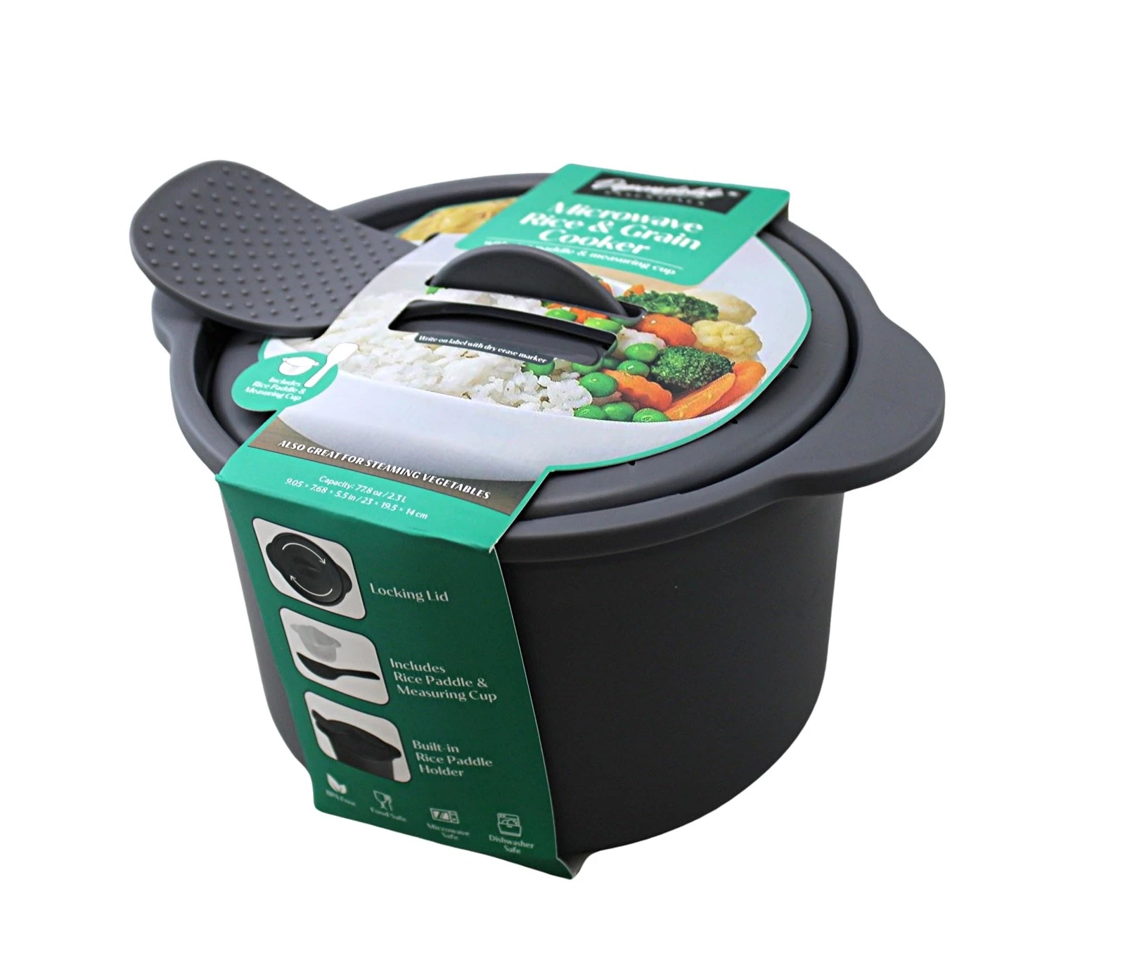 Multi Use Microwave Rice and Grain Cooker Vegetable Steamer with Mixing Servi...
