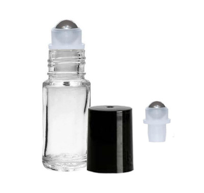 5ml Glass Roller Bottle, Bulk Roll On Bottle, 1/6 oz, STEEL Roller 48 pack