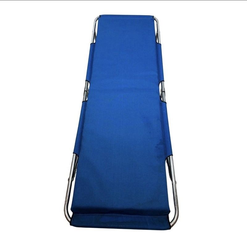 Blue Folding Camping Cot Bed, Fabric Sleeping Cot with Aluminum Frame