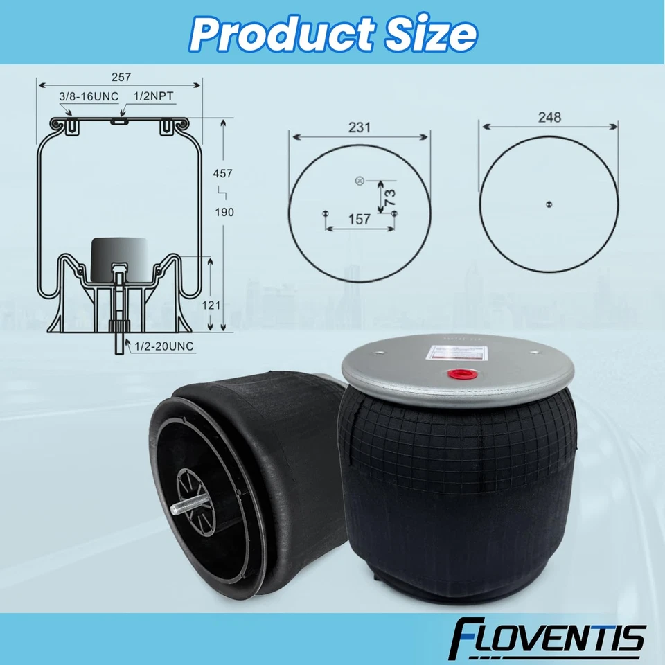 2Pcs Air Spring Bags for Freightliner W01-358-9069, 910-14P312, 1R12-069, 566243 - Image 3 of 4