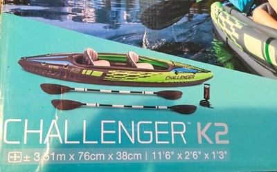 Intex Challenger K2 aufblasbares Zweierkajak inkl. 2 Paddel & Handpumpe