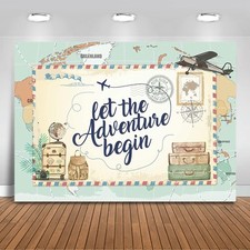 Adventure Awaits Backdrop 7x5ft Let The Adventure Begin Baby Shower Party Dec...